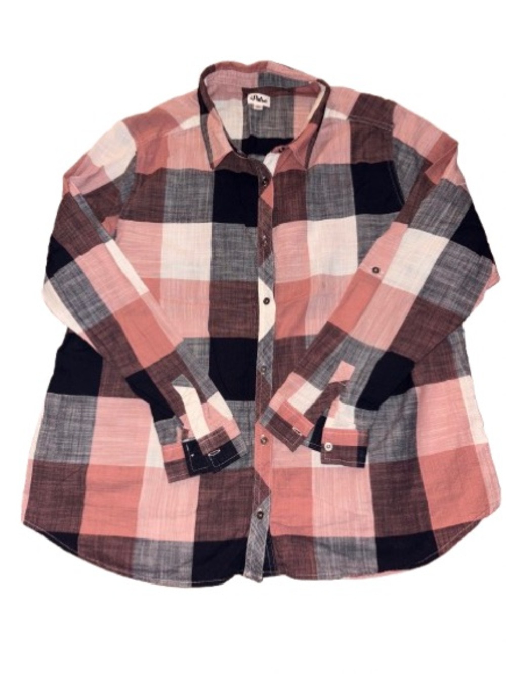 Pulse Plaid Button-Down Shirt in Pink, navy and Gray size 1XL